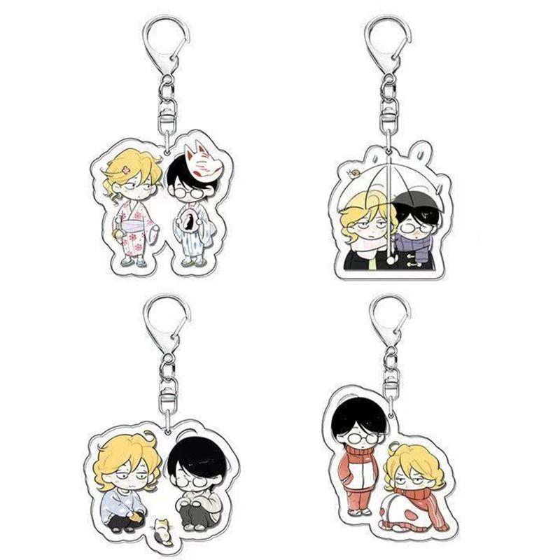 

Anime Doukyuusei Kusakabe Hikaru Sajou Rihito Cosplay Keychain Kawaii Acrylic Keyring 4Pcs/set Key Chain Accessories Ornament