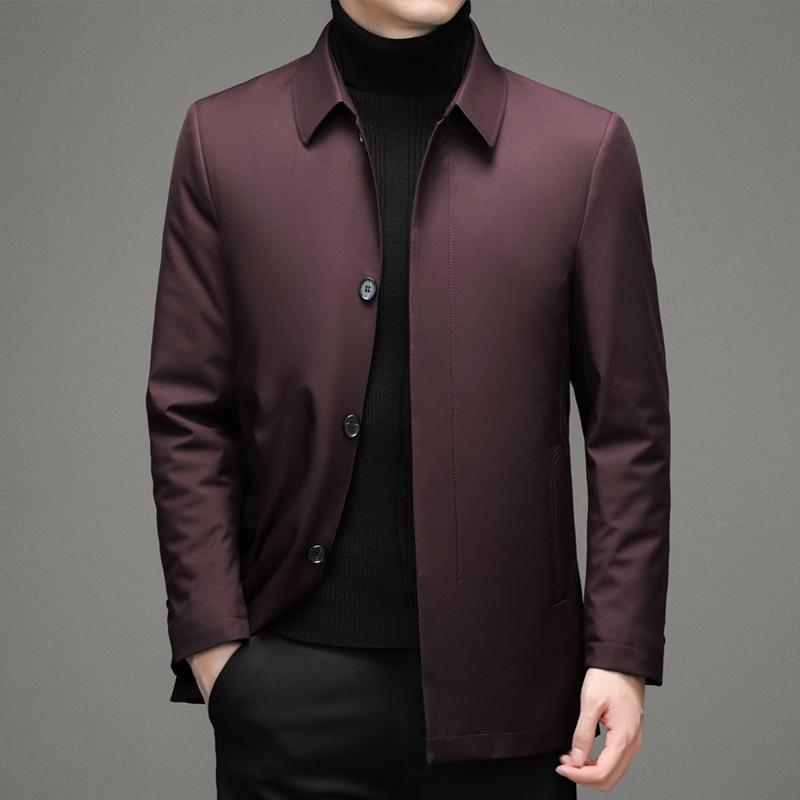 

Зимняя Новая Деловая Повседневная Куртка Пуховик с Лацканами Утолщенное Зимнее Пальто для Папы Среднего Возраста M красный