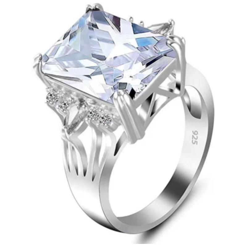 Chenrui Purple Rectangular Zircon Water Drop Ring for Women
