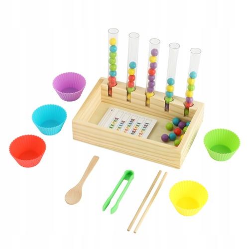 Układanka Edukacyjna Drewniana Sorter Montessori Nauka Liczenia Kolorów