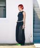 Haitaideupeulaengki Lace Hem Wide Pants Black