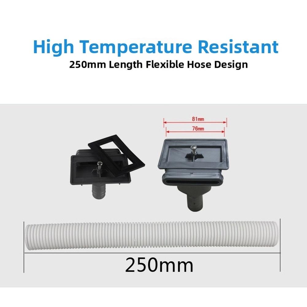 Overflow Head for Kitchen Sink Square Style Fits 21mm Overflow Pipe 250mm Pipe Length PP Material Construction