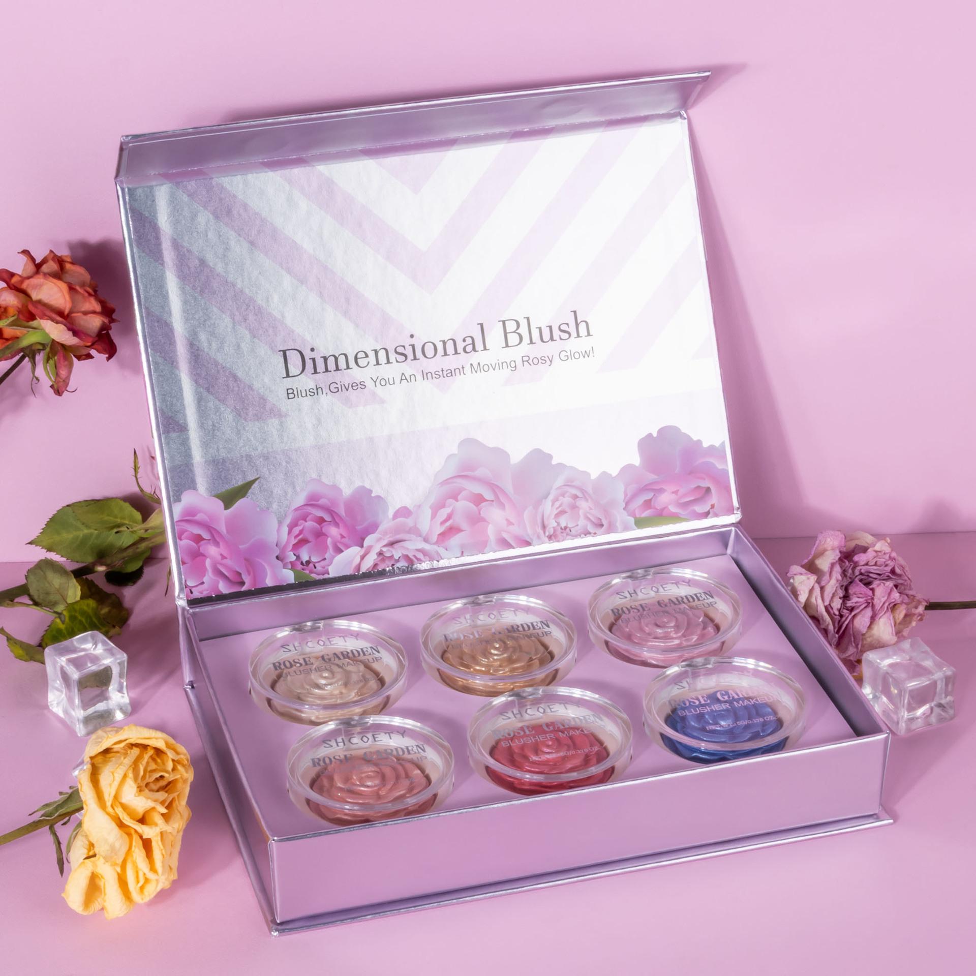 

3D Палетка для хайлайтера и контуринга с резной розой - 6 цветов, осветляющие румяна для лица и тела 5G x 6