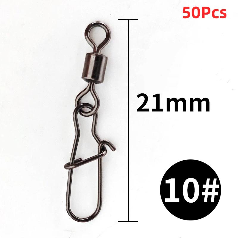 50Pcs Heavy-Duty Ball Bearing Fishing Swivels Snaps With 8-Shaped Swivel Rings Carbon Steel For Saltwater Lure Conne