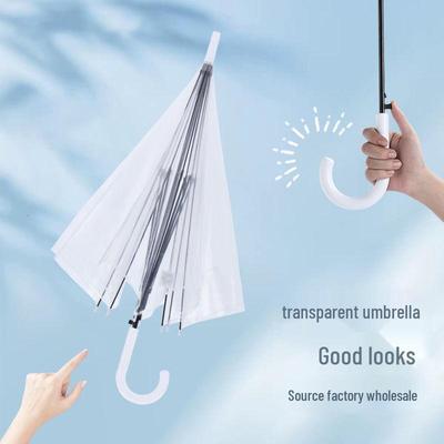 Elegant Transparent Dual-Use Umbrella for Women - Long Handle, Sun and Rain Protection, Hot Selling Accessory