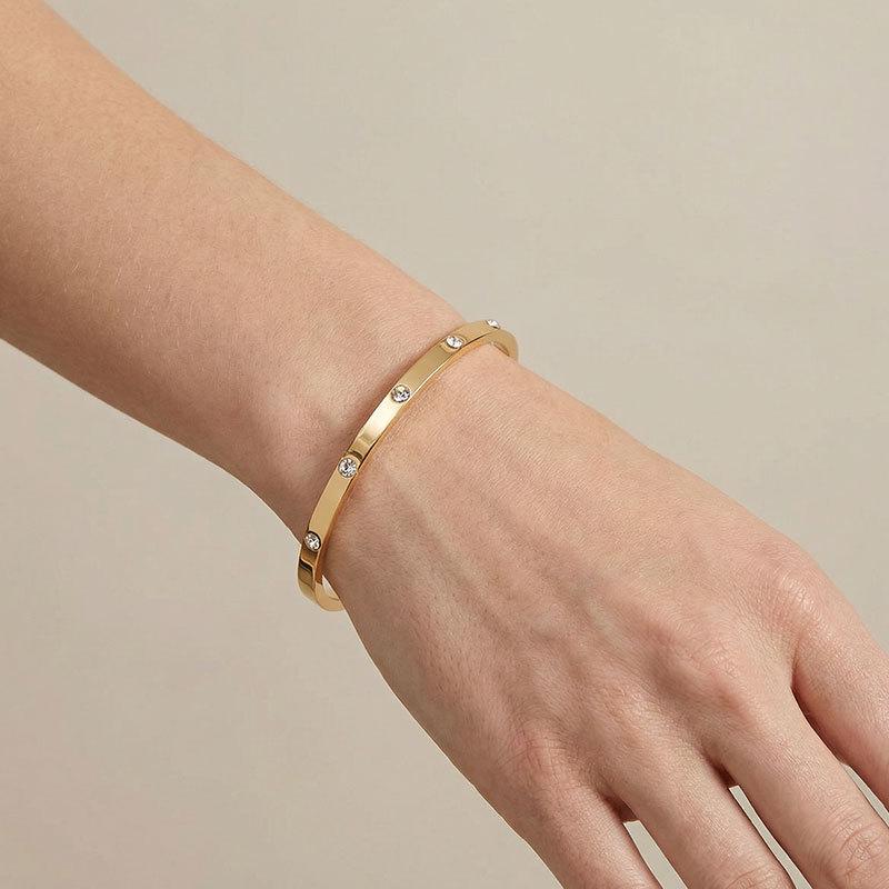 Gold Rhinestone High-End Women's Luxury Simple Ring Bracelet Jewelry