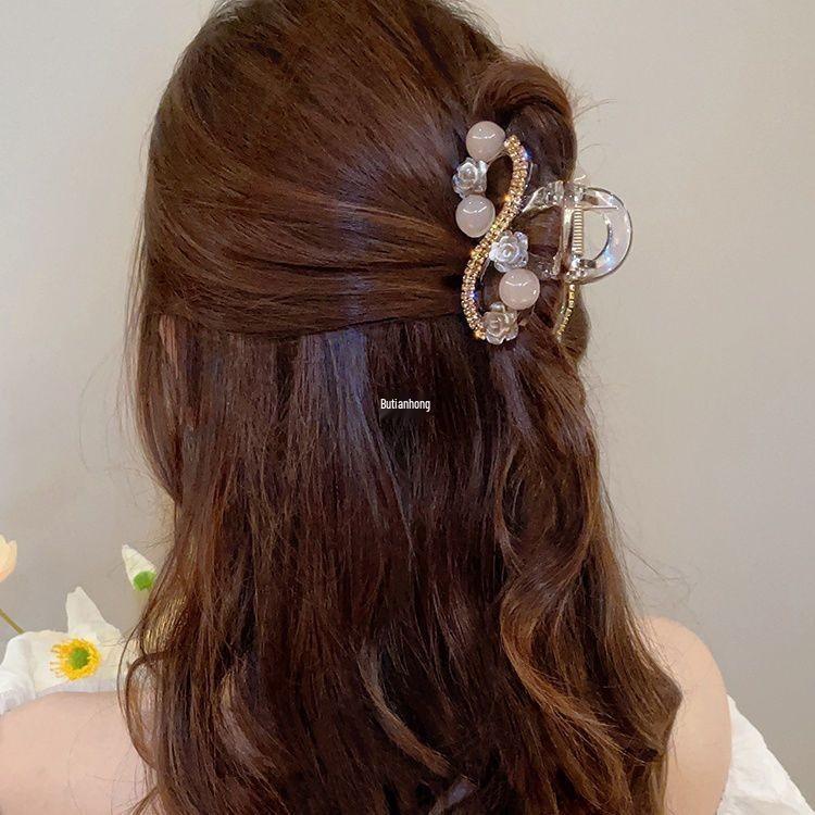 2025 Light Luxury Camellia Rhinestone Pearl Hair Clip for Elegant Updos