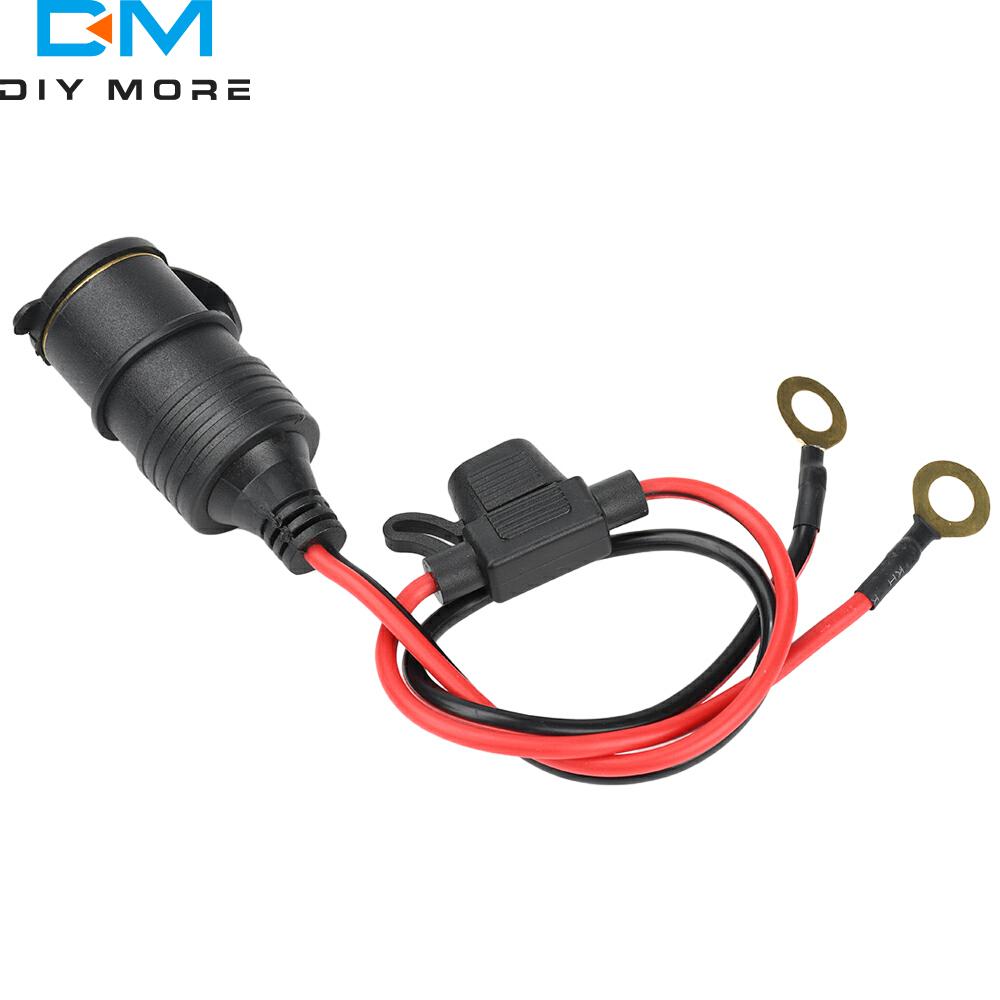 DC 12V-24V Car Motorcycle Truck Cigarette Lighter Socket Copper Nose Connector Adapter with 20A Fuse 14Awg 30Cm 1M 2M 3M