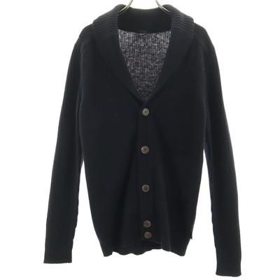 100% Wool Long Sleeve Shawl Collar Knit Cardigan M Black Men's Used