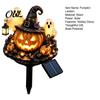 Halloween Porch Lighting Solar Pumpkin Garden Stake Light, Waterproof LED Yard Decoration with Automatic Dusk To Dawn Light Wizard Hat And Ghost,
