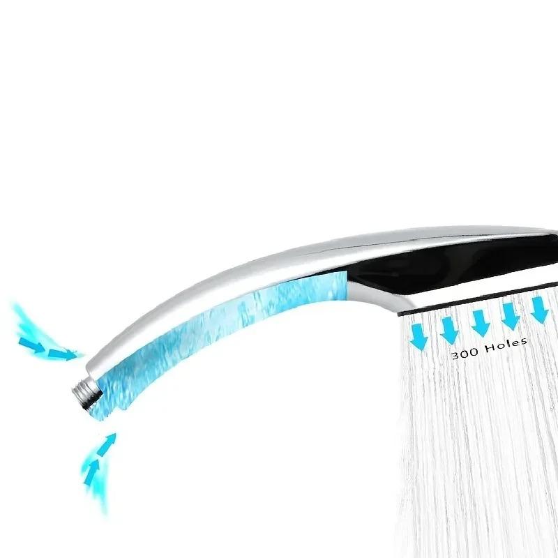 300-Hole Square Handheld Shower Head - Super Powerful Pressure Boosting Sprayer for Home Bathroom, High-Efficiency Water-Saving