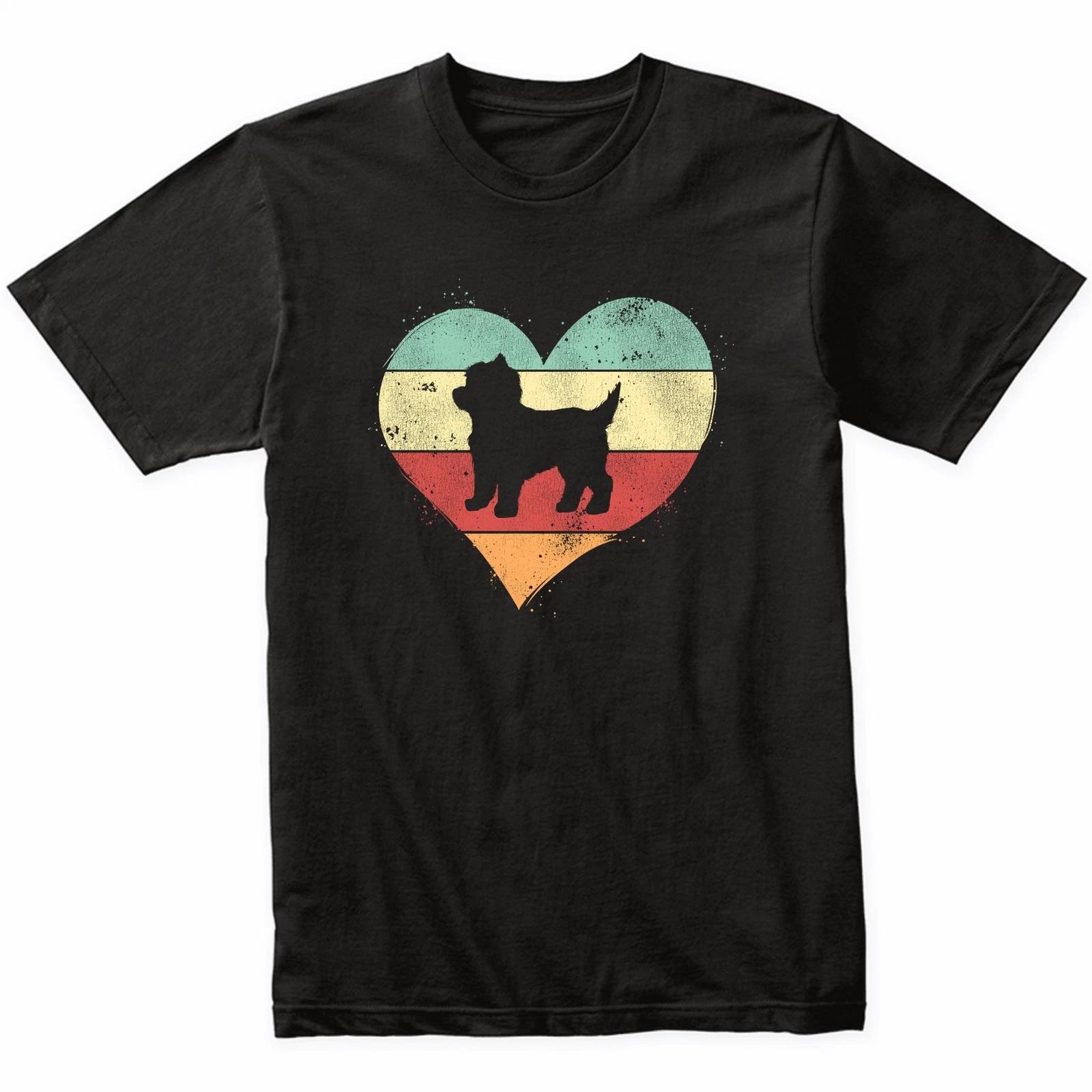 Retro Heart Cairn Terrier Dog Breed Silhouette Dog Owner Love T-Shirt XL