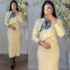 Autumn 2025 Women's European & American Fashion: Lapel Knit Sweater & Slimming Long Skirt Set
