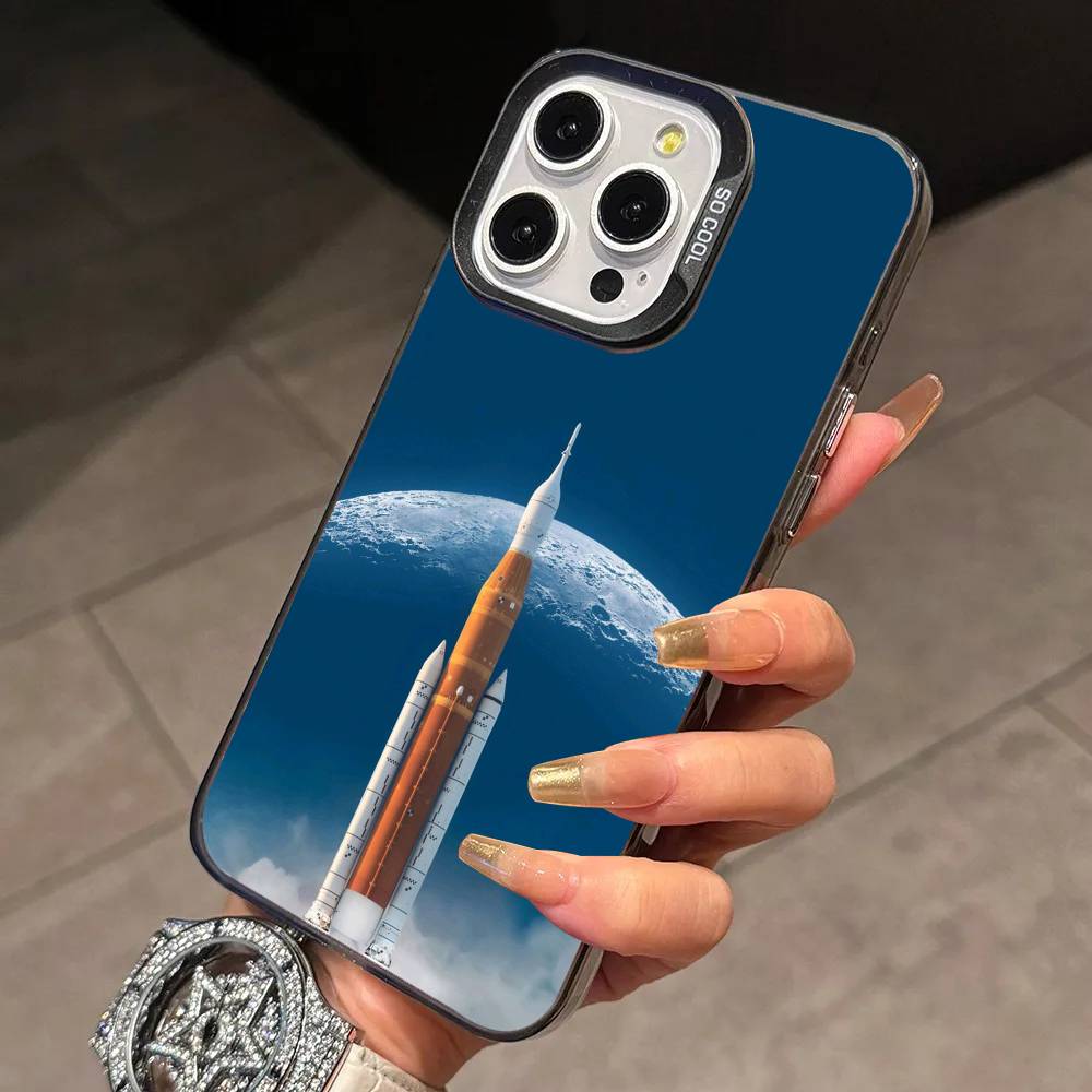 Launch the R-rocket Phone Case For iPhone 17,16,15,14,13,12,11 Plus,Pro Max,XS,Colorful Silver Black Cover