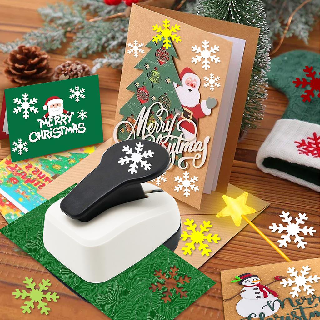 3pcs Paper Hole Puncher Cutter Tool Set Christmas Snowflake Bell Tree Shapes 1 Inch 25mm for Paper Crafts Scrapbook Card Making