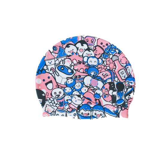 Plavecká čepice Vysoká elasticita Květinový potisk Ochrana uší Vodotěsná Pohodlná Koupací čepice Barevná Dámská Pánská Silikonová Plavecká čepice do bazénu pro Dospělé