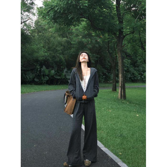 

Женский полосатый спортивный костюм свободного кроя - Свитшот свободного кроя и брюки широкого кроя, комплект для осени/весны XL