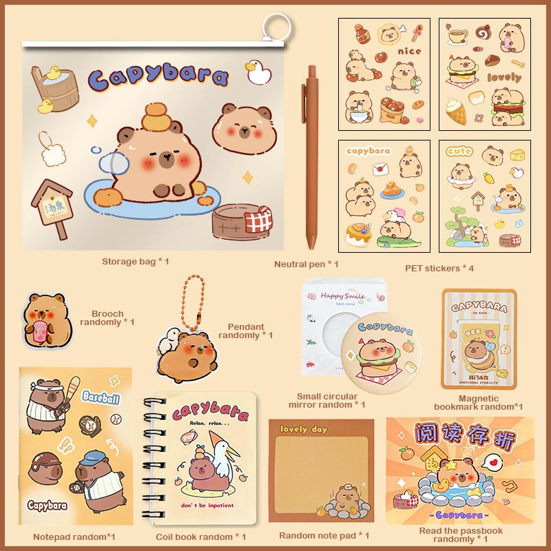 

1 Набор Мультяшный Набор Канцелярских Принадлежностей Блокнот Ручки Закладки Аксессуары Идеально Подходит для Учебы Студентов Подарок