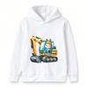 Kids Hoodie Cute Rabbit Excavator Print Casual Pullover Sweatshirt for Boys Girls Soft Warm Top for Construction Vehicle Lovers