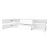 Moderner weißer High-Gloss TV-Schrank, 160x39x45 cm, LED-Beleuchtung, 2 Türen, 1 Schublade, Offenes Fach, 70-Zoll-Fernseher, Acrylglas-Einsatz, Push-to-Open