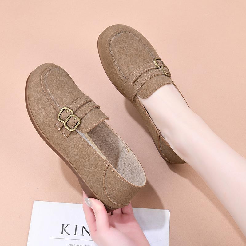 

Весна и Осень Новая Мода Повседневные Одинарные Туфли Женские Пряжка на Ремне Одинарная Педаль Неглубокие Плоские Туфли Женские 41