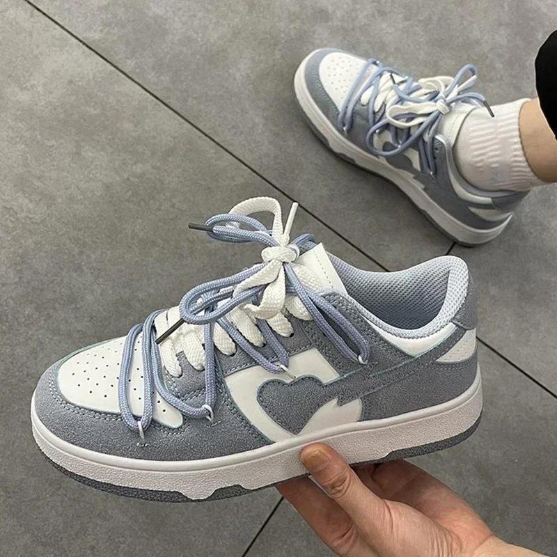 women shoes White Platform shoe Women Sneakers  The New Lace-UpThick Bottom Woman Vulcanize Shoes  Breathable Platform shoes