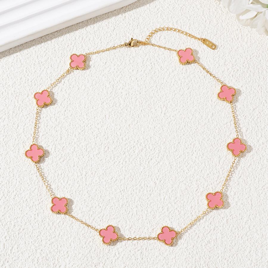 Four Leaf Clover Ten Flowers Necklace Light Luxury Sweater Chain Necklace Lucky Straw Collarbone Chain