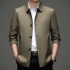 Spring and Autumn Men's Jacket and Jacket Light Business Dad's Casual Loose Lapel Long Sleeve Jacket