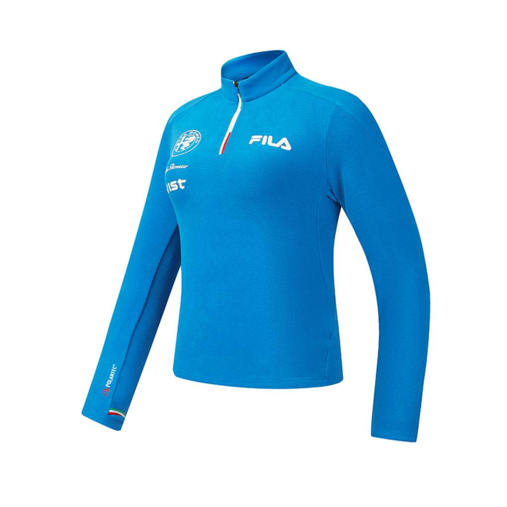 Fila Explore Simple Personality Sports Training Outdoor Comfortable Ribbed Fleece Warm Half-Zip Long Sleeve Slim T-Shirt Women Tops A11W617201FBU