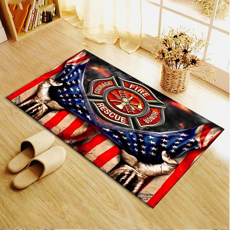 Firefighter Fire Rescue Carpet Rug for Living Room Bedroom Home Sofa Decoration,Kids play Non-slip Floor Mat