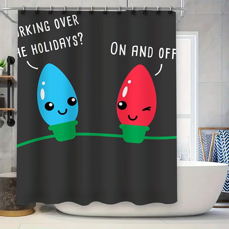 

Vibrant Christmas Light Decorations Shower Curtain Festive Holiday Home Decoration For Bathroom Blue And Red Lights Design 69X72 W60H190(CM)-1 Pcs