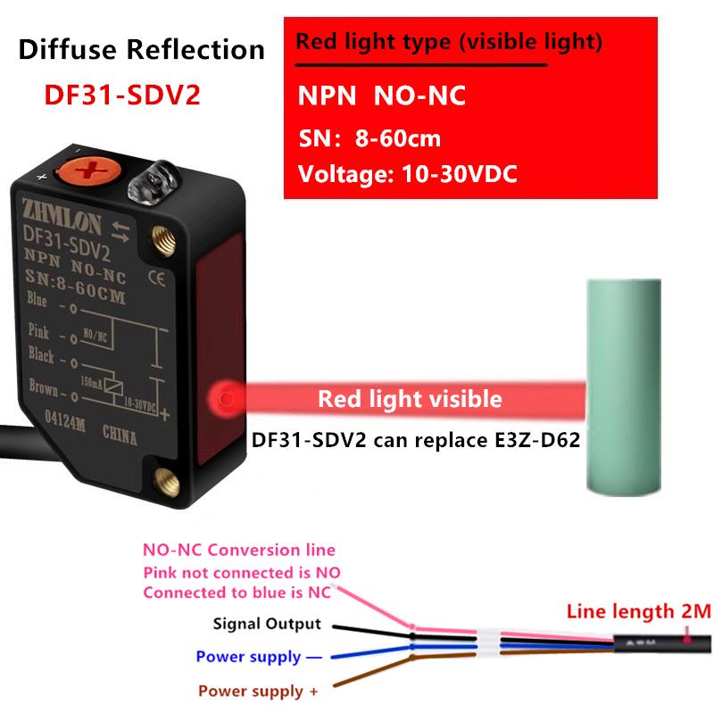24V Infrared Laser Diffuse Reflection Photoelectric Switch Can Replace E3Z-D61 E3Z- D62 D81 D82 L61 L81 Proximity Switch Sensor