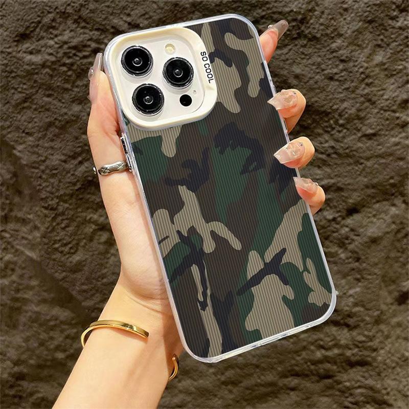 Classic Camouflage Muted Green Gray Tones Tough For iPhone 16 15 14 12 13 11 Pro Max XR XS MAX 7 8 PLUS MINI Cool Y2K Cover