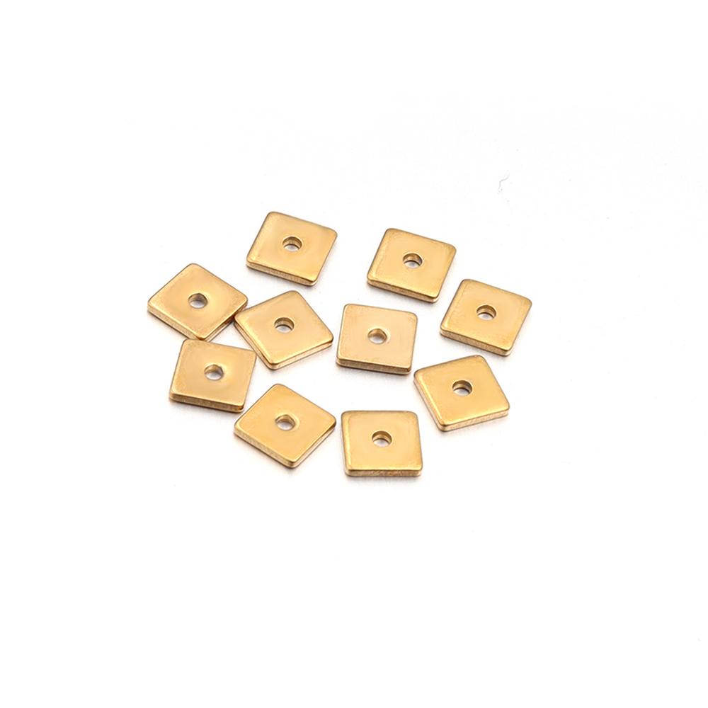 10-50pcs/Lot 4 5 6 8mm Gold Color Stainless Steel Square Flat Spacer Beads Small Hole Loose Spacer Beads Charms for Jewelry