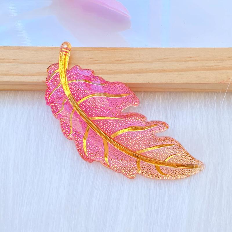8pPcs Resin Colorful Leaf Flat Back Rhinestone Colored Feathers Applique DIY Wedding 1 Hole Ornament Craft