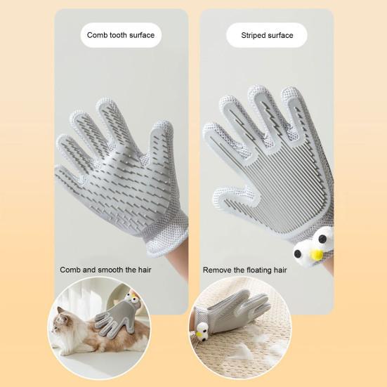 Pet Hair Removal Gloves 2-in-1 Deshedding Grooming Glove for Dogs Cats Double Sided Fur Remover Mitt for Couch Clothes Carpet Car Seat