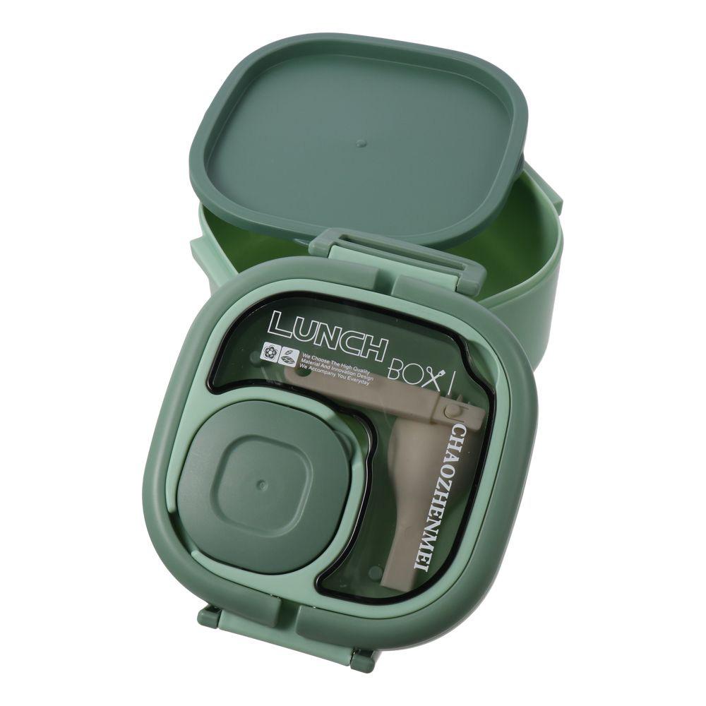 Plastic Bento Box Blue/Green/Pink/White Portable Lunch Box Lunch Box with Cutlery  Office Worker