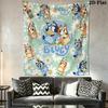 Bluey Bingo Heart Print Tapestry Background Cloth Fashion Print Gift Background Wall Hanging Cloth Wall Decoration