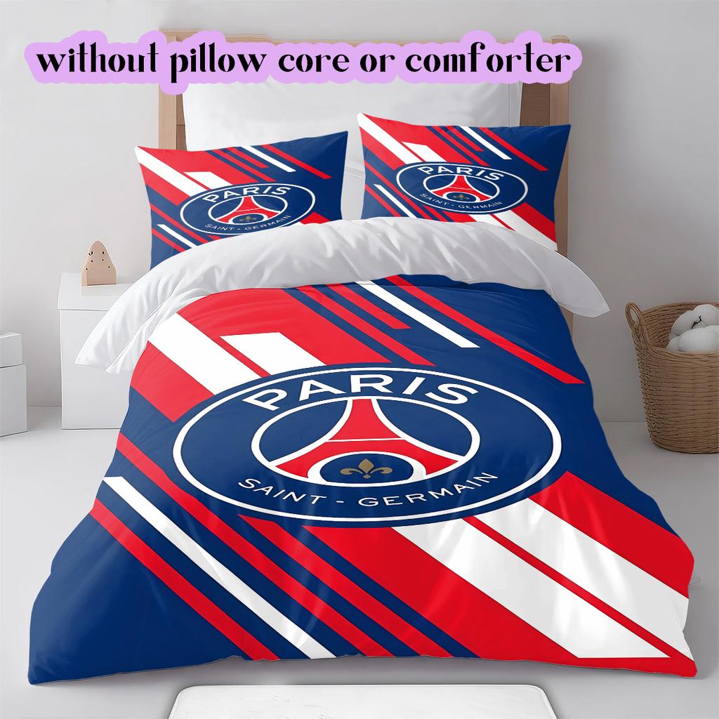Football Red Blue Pattern Bedding Quilt Set Quilt Cover Pillowcase Home Decoration Birthday Gift (1 * duvet cover + 2 * pillowcase, without core)