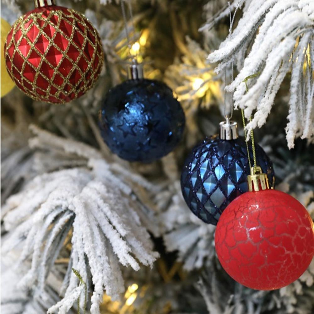 12Pcs/Box Plastic Christmas Gifts Boxes Pendant DIY Crafts Painted Christmas Decorations