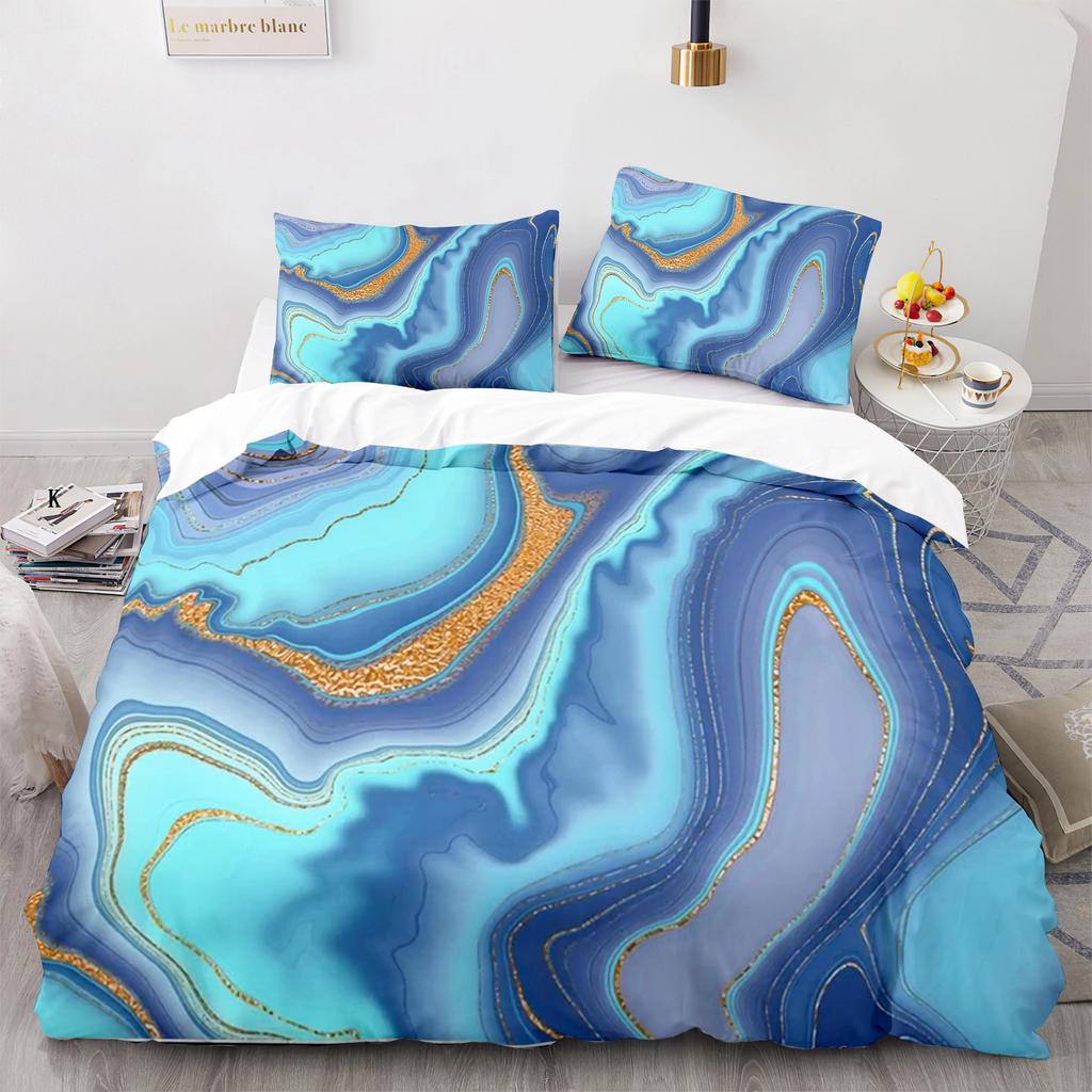 Marble King Queen Duvet Cover Green Gold Pattern Bedding Set For Teens Adults Red Love Heart Teal 2/3Pcs Polyester Quilt Cover