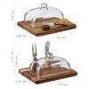 Acacia Wood Glass Cover Butter Box Cheese Plate with Knife Butter Plate Wooden Dessert Plate Cake Pastry Tray Kitchen Utensils