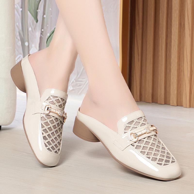 

Модные женские элегантные черные туфли из мягкой искусственной кожи на квадратном каблуке для весны и лета. Роскошные брендовые туфли Hollow Breath Solid. 37(Foot23.5cm)