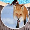 Fox Round Beach Towel, Jungle Wild Animal Beach Blanket,Rustic Farmhouse Woodland Fox Absorbent Quick Dry Pool Towel Picnic Mat