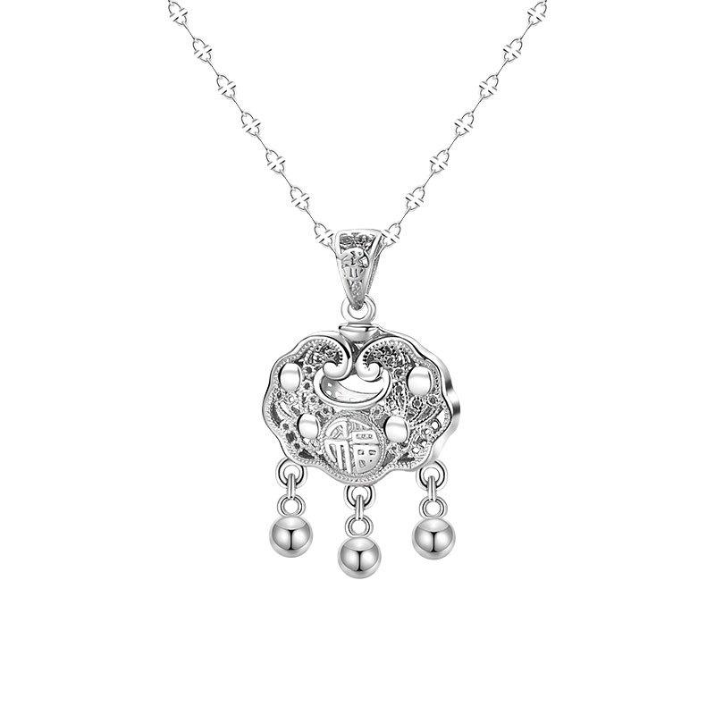 Neue Halskette mit Sicherheitsschloss im chinesischen Stil für Damen, Quaste, leichter Luxus, Nischen-Modegefühl