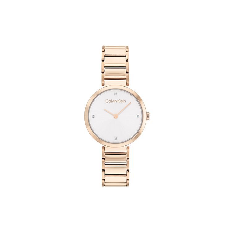 Calvin Klein Quartz Watch Stainless Steel Strap Pink Dial Gift Box Simple Small Rhinestone Watch Women watches silver 25200138
