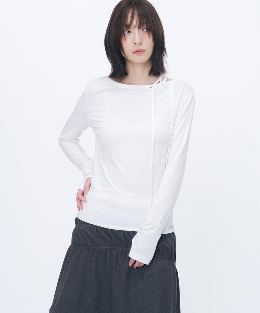 MISEKI SEOUL Boat Neck String Long Sleeve White
