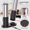 1/2 STÜCK Elektrische Salz- und Pfeffermühle aus Edelstahl mit Ladestation Automatische wiederaufladbare Pfeffermühle Salz- Gewürzmühle