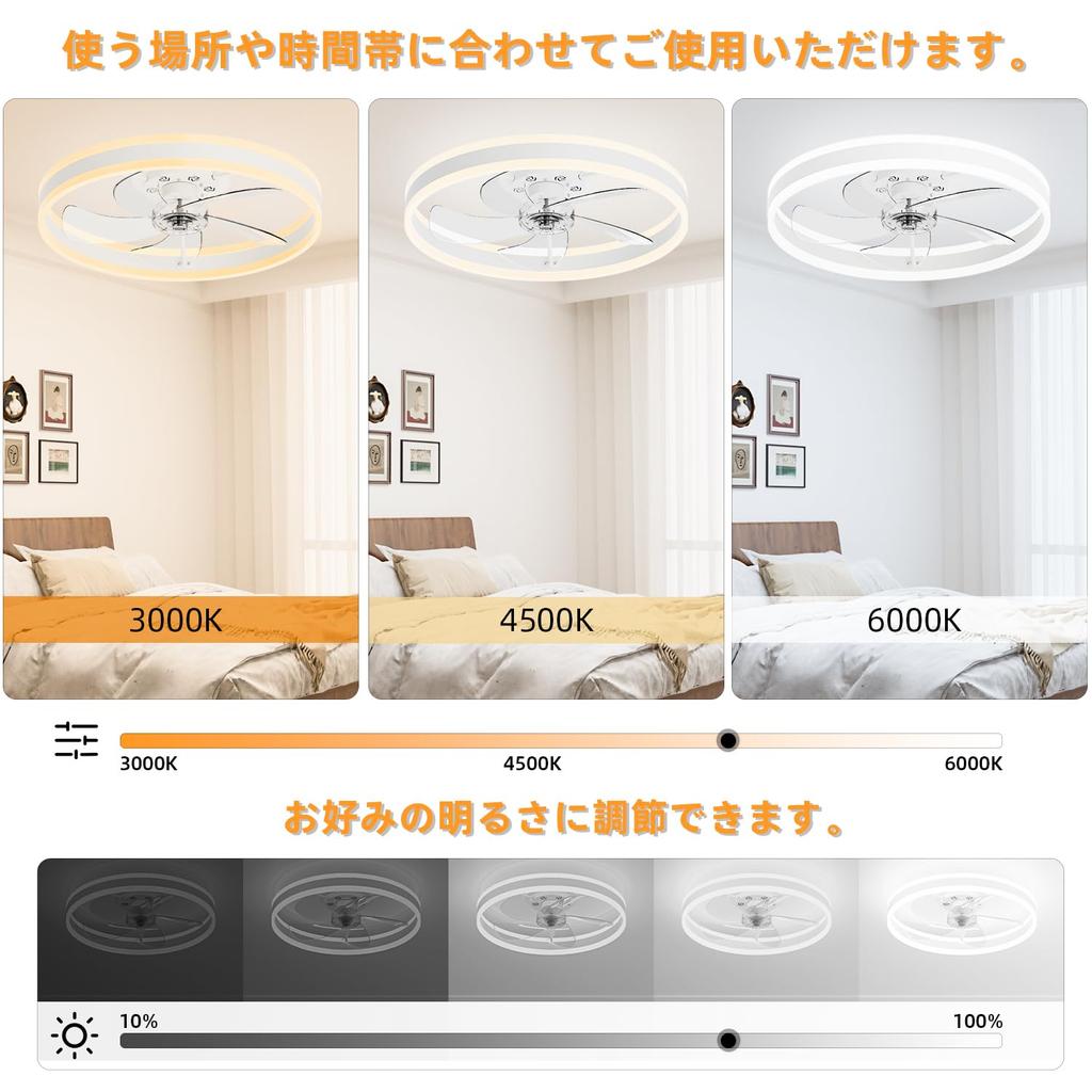 APPOLYN Ceiling Fan Light, LED Ceiling Light, Air Circulation Fan with Dimmable Light, Color Change, and Rotating Blades, Timer Included, Suitable