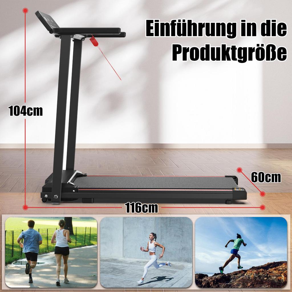 Folding treadmill for home use up to 12 km/h, with LED display, APP